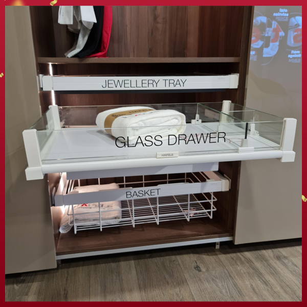 Rổ kéo bằng kính 800mm Hafele 807.95.873